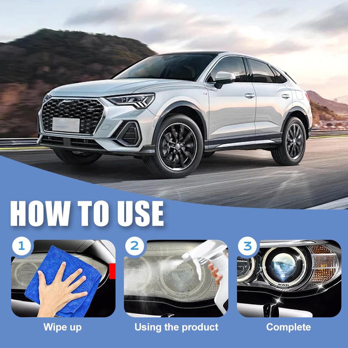 Car Headlight Restoration Kit – 180ML Polish Fluid with Protective Agent, Towel & Sponge for Automotive Headlight Repair & Refurbishing