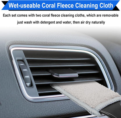 Double Head Car Cleaning Brush – Soft Interior Detailing Duster for Air Vents, Dashboard, Screens & Auto Accessories (Blue & Black)
