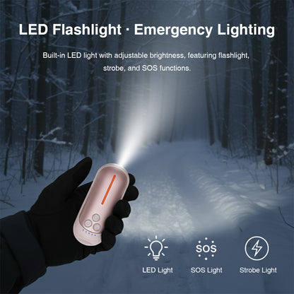 Rechargeable Hand Warmers 2 Pack – Electric Pocket Warmers with Flashlight, 5 Heat Levels, Gift for Women & Men, Camping & Skiing