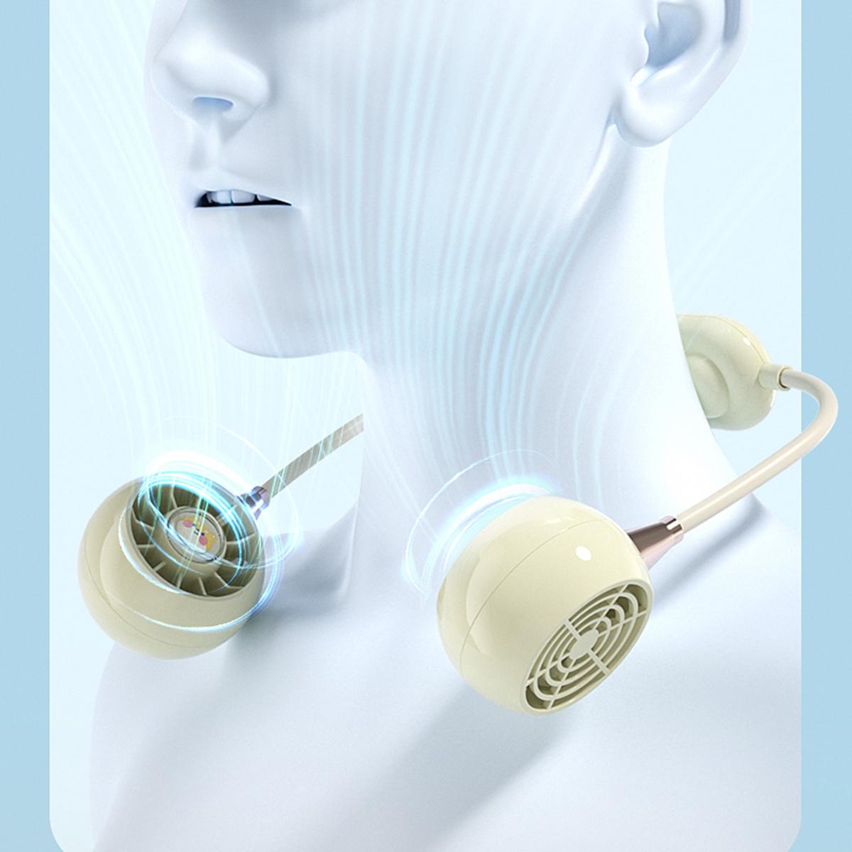 Portable Neck Fan with 3 Speeds, USB Rechargeable Hanging Neckband Fan, Quiet Mini Cooling Fan for Outdoor Travel, Students & Summer Use – Beige