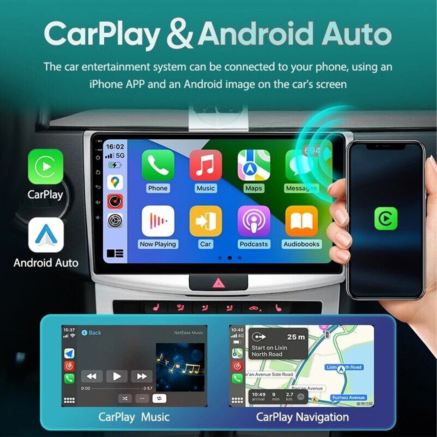 CarpartsX Android 13 Car Stereo for Honda Accord 8th 2008-2013 - 10.1 Inch IPS Touch Screen, CarPlay & Android Auto, 2GB+32GB ,Rear Camera SWC MirrorLink