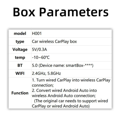 CarpartsX Wireless CarPlay & Android Auto Adapter – Bluetooth 5.0 CarPlay Box for Cars, Plug & Play Car Multimedia Converter