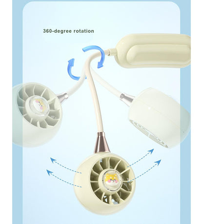 Portable Neck Fan with 3 Speeds, USB Rechargeable Hanging Neckband Fan, Quiet Mini Cooling Fan for Outdoor Travel, Students & Summer Use – Beige