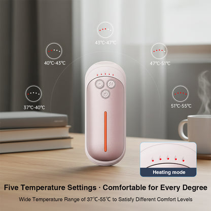 Rechargeable Hand Warmers 2 Pack – Electric Pocket Warmers with Flashlight, 5 Heat Levels, Gift for Women & Men, Camping & Skiing