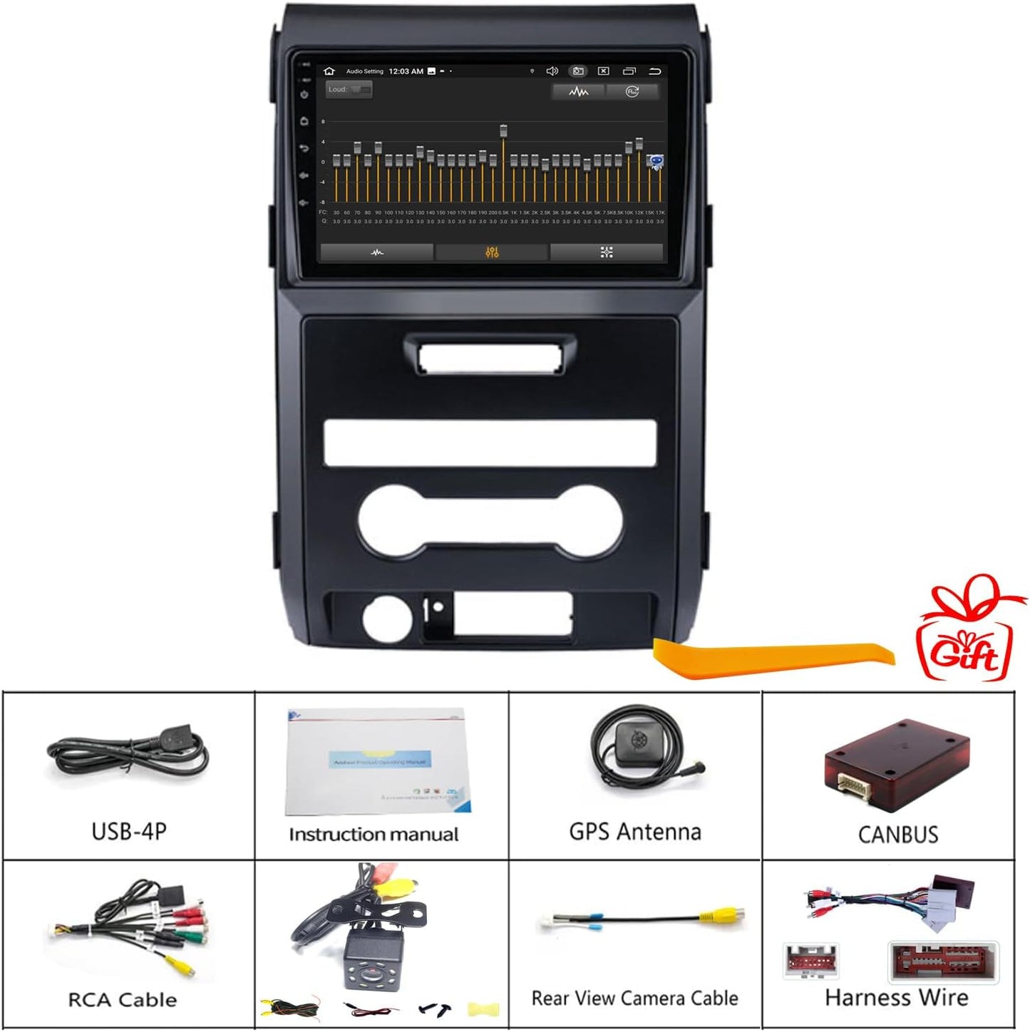 CarpartsX 9" Android 13 Car Stereo for Ford F150 (2009-2014) - Wireless CarPlay, Android Auto, GPS, DSP, Bluetooth, SWC, 4GB+64GB, AHD Camera&Mic