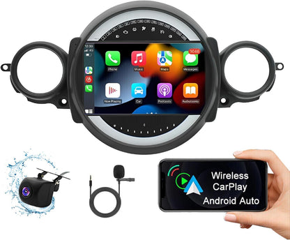 CarpartsX Android 13 Car Stereo for BMW Mini Cooper R56 (2007-2014) - 9 Inch IPS Touchscreen, Apple CarPlay, Android Auto, 2GB+32GB, WiFi GPS Navigation, Steering Wheel Control, AHD Backup Camera, Microphone