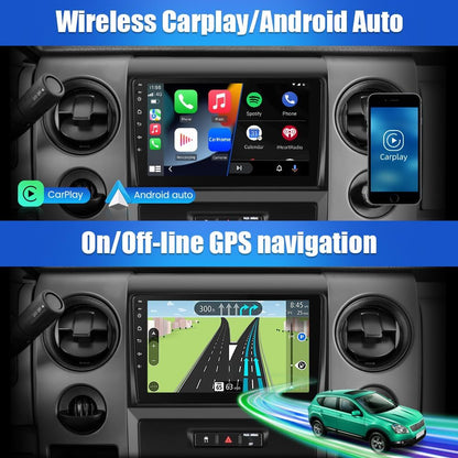 CarpartsX 9-Inch Android 13 Car Stereo for Ford F150 (2009-2014), Wireless CarPlay, Android Auto, GPS Navigation, Bluetooth, DSP Audio, AHD Backup Camera, WiFi, Steering Wheel Control, 2GB RAM 32GB ROM Head Unit with Free Mic & Camera