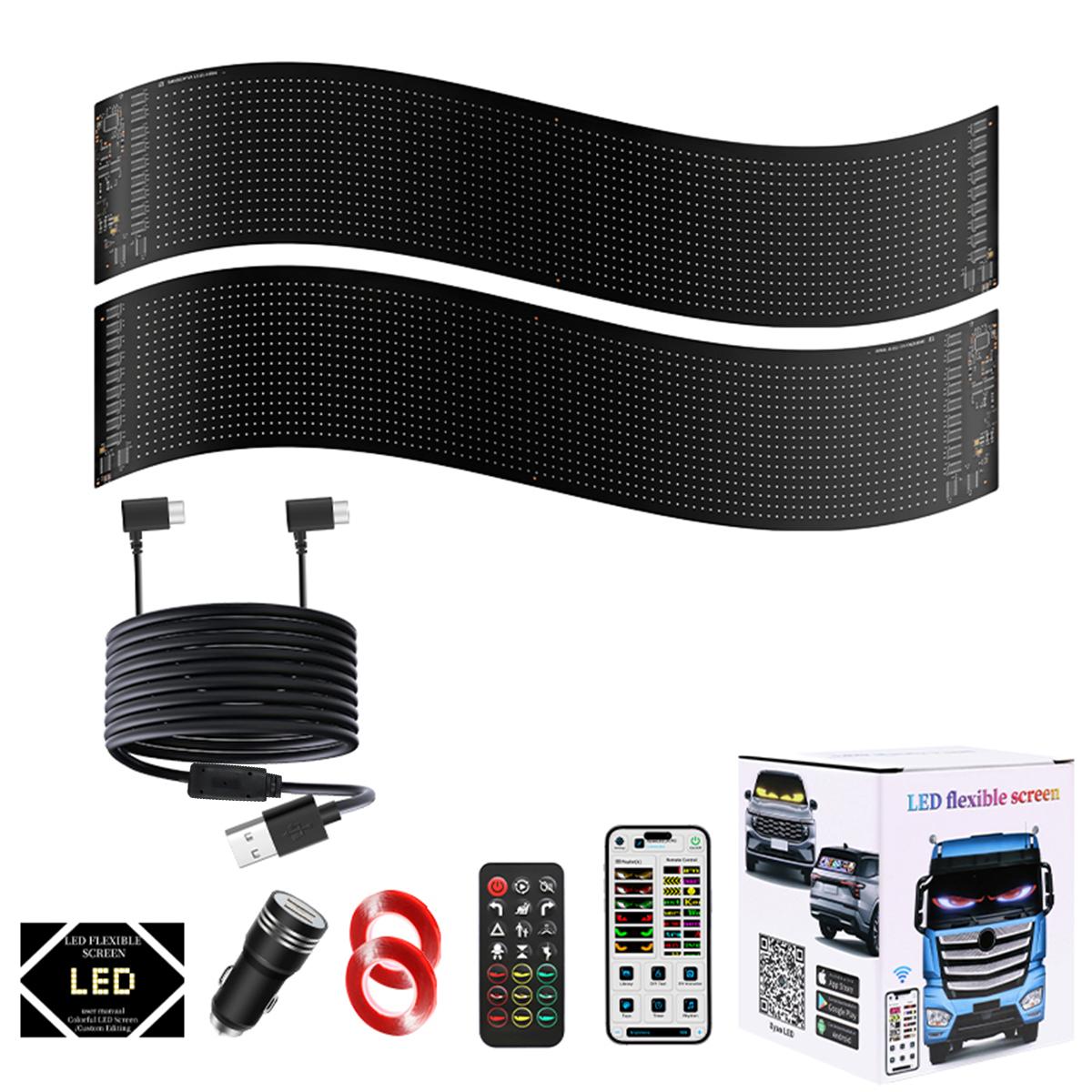 CarpartsX LED Car Sign with APP Control, DIY Text & Animation Display, USB Rechargeable Flexible Scrolling Screen for Carrs, Trucks & Storefront Windows