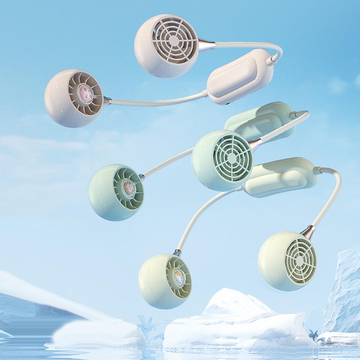 Portable Neck Fan with 3 Speeds, USB Rechargeable Hanging Neckband Fan, Quiet Mini Cooling Fan for Outdoor Travel, Students & Summer Use – Beige