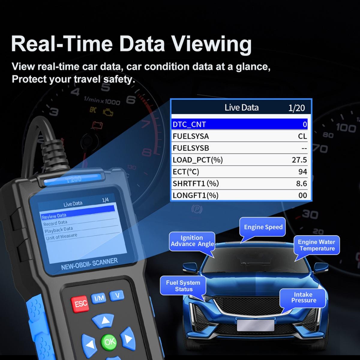 CarpartsX OBD2 Scanner Car Diagnostic Tool – Read & Clear Engine Error Codes, Check CEL, Emissions Readiness Check for All OBDII Vehicles