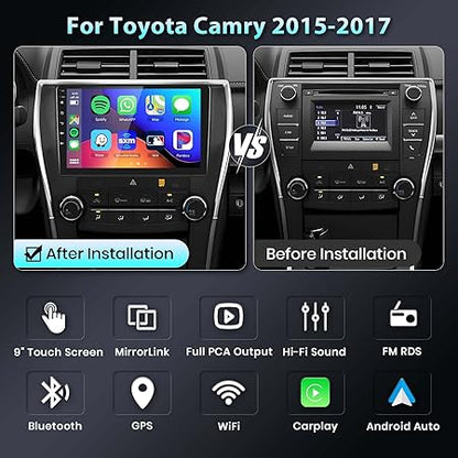 CarpartsX Car Radio Carplay for Toyota Camry 2015 2016 2017, 2G+32G Rimoody Car Stereo Android 13 10.1 Inch Touch Screen Car Radio with Android Auto GPS Navigation Bluetooth FM EQ WiFi Backup Camera