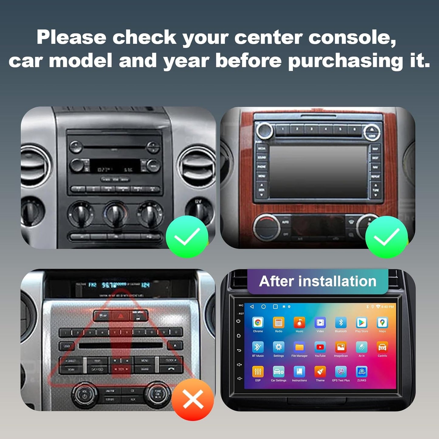 CarpartsX 8 コア Android 13 カーステレオ、Ford F150/F250 (2004-2014) 用、ワイヤレス CarPlay &amp; Android Auto、7 インチ タッチスクリーン、GPS ナビゲーション、2GB RAM &amp; 32GB ROM、AHD バックアップ カメラ &amp; マイク (米国倉庫)