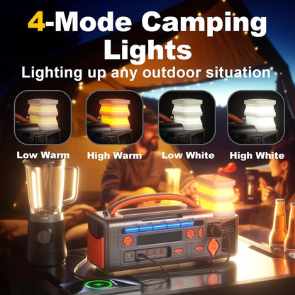 AOY-320 Portable Outdoor Power Supply | 300W Pure Sine Wave Inverter | 296Wh Battery Backup for Camping and Emergency Rescue | Type-C & Solar Charging