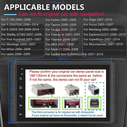 CarpartsX 8-Core Android 13 Car Stereo for Ford F150/F250/F350 (2004-2014) - 7" Touchscreen, Wireless CarPlay, GPS, 2+32GB, AHD Camera&Mic, BT&SWC