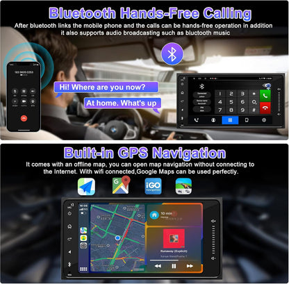 CarpartsX 7-Inch Android 13 Car Stereo, Compatible with Toyota 4Runner, Camry, Hilux, FJ Cruiser, Corolla, Highlander, RAV4, Wireless CarPlay/Android Auto, GPS Navigation, Bluetooth, 2+32GB, AHD Backup Camera, Touchscreen Radio, Microphone