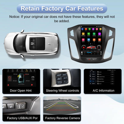 CarpartsX 12-18 Ford Focus Android 13 car navigation 9.7 inches (vertical screen with buttons) built-in Carplay + Android auto / 2 + 32G + long license plate camera