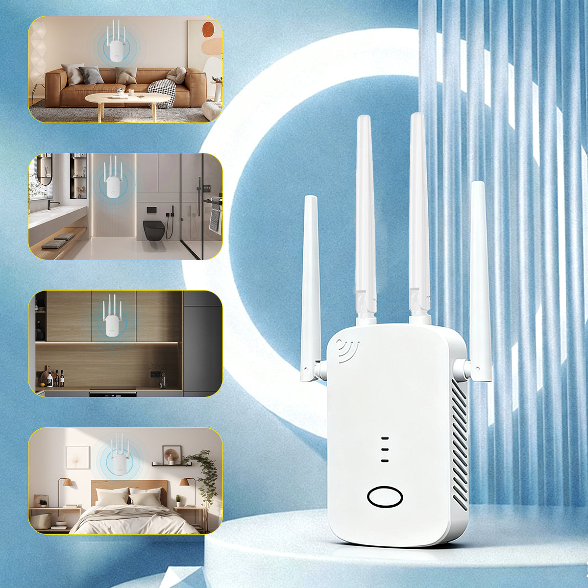 WiFi Extender 1200Mbps Signal Booster – Dual Band 5.8GHz/2.4GHz Repeater with Ethernet Port & AP Mode for Home Coverage
