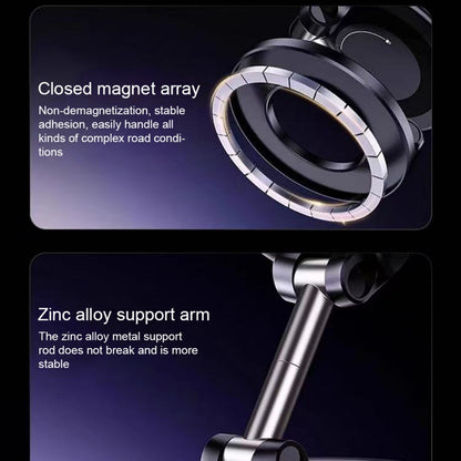 CarpartsX Car Magnetic Phone Mount Vacuum Adsorption Phone Holder Rotatable Foldable Adjustable Arm Magnetic Phone Stand for 4.7-Inch and Above Smartphones Automobile Windshield Black