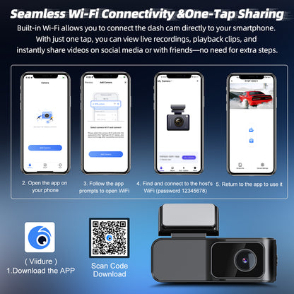 Dash Cam 1080P Car Camera, Front Dash Camera for Cars, Mini Dashcams for Cars with  Night Vision, Recording with 32GB, G-Sensor & 24H Parking Mode