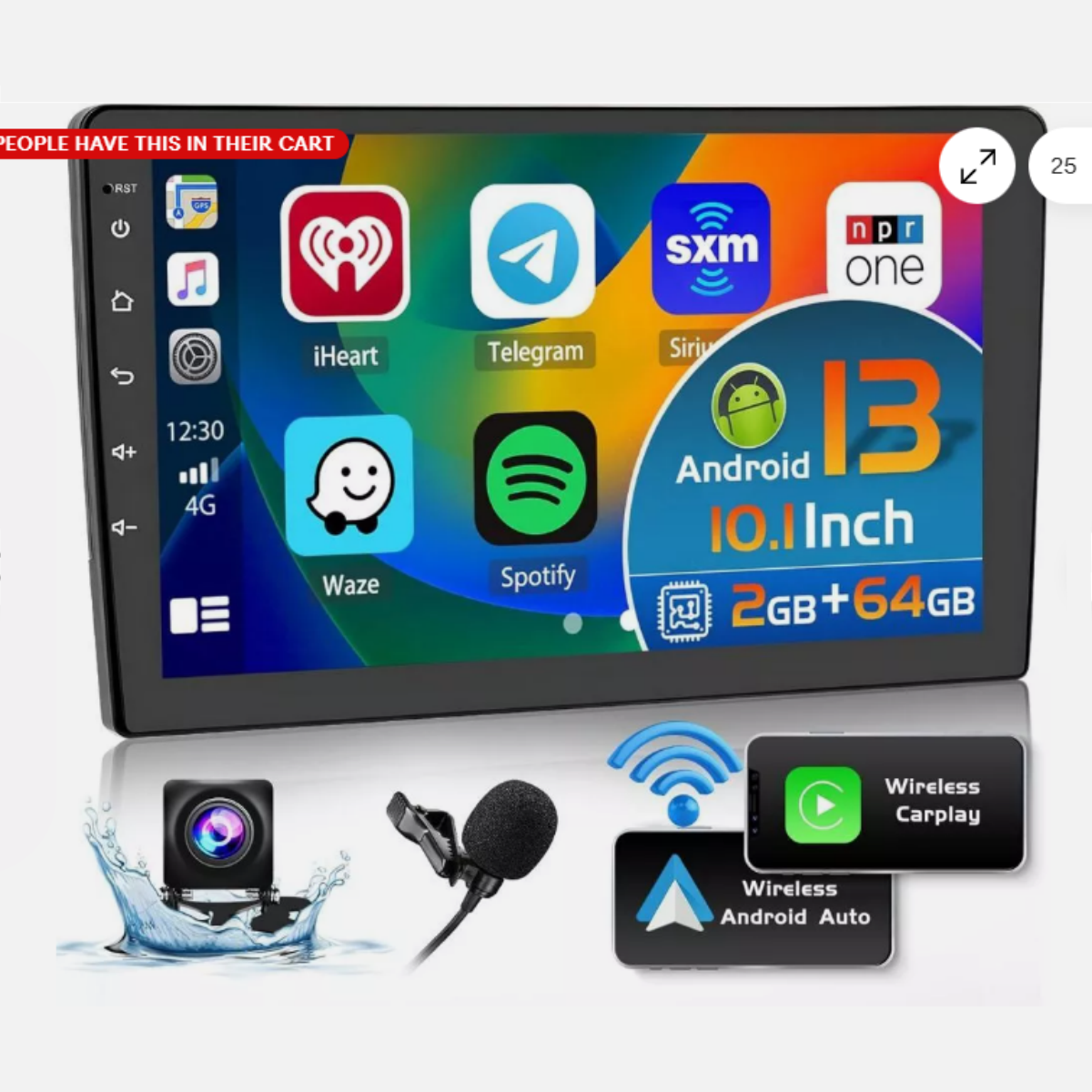 10.1" DAB+ Android Car Stereo for Jeep Wrangler JK 2007–2010 & Ram 1500/2500/3500 2006–2008 – 4GB+64GB, CarPlay & Android Auto, GPS, Bluetooth, WiFi, RDS, SWC