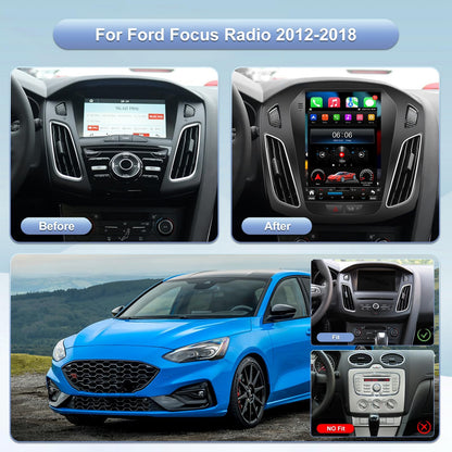 CarpartsX 12-18 Ford Focus Android 13 car navigation 9.7 inches (vertical screen with buttons) built-in Carplay + Android auto / 2 + 32G + long license plate camera