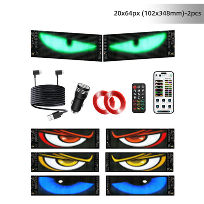 Devil Eyes for Cars, Programmable LED Car Windshield Display, Flexible LED Sign, APP/Remote Controlled Text & Animations, Waterproof Automotive Screen