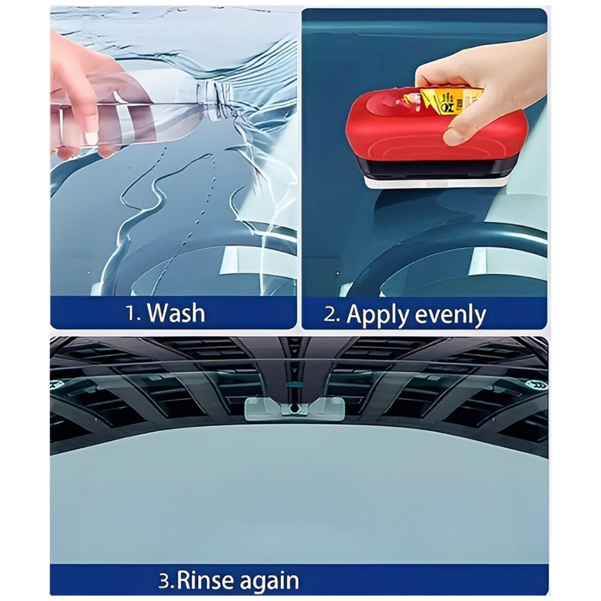 CarpartsX 120ml Automotive Glass Cleaner, Oil Film Remover with Reusable Brush, Anti-Fog & Water-Repellent for Car Windshield & Windows