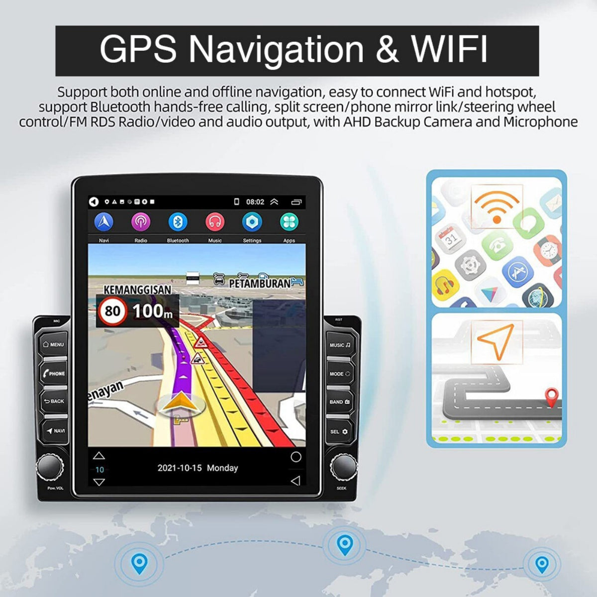 9.7" Double Din Car Stereo for Chevy Impala 2014–2020 – GPS Navigation, Wireless Apple CarPlay, Bluetooth, WiFi, SWC & Backup Camera Support