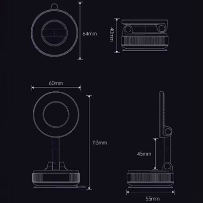 CarpartsX Car Magnetic Phone Mount Vacuum Adsorption Phone Holder Rotatable Foldable Adjustable Arm Magnetic Phone Stand for 4.7-Inch and Above Smartphones Automobile Windshield Black