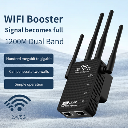 WiFi Extender 2025, 1200Mbps Dual Band (5GHz/2.4GHz) Signal Booster, Covers 10,000 sq. ft & 50 Devices, Repeater with Ethernet Port for Home, Gifts
