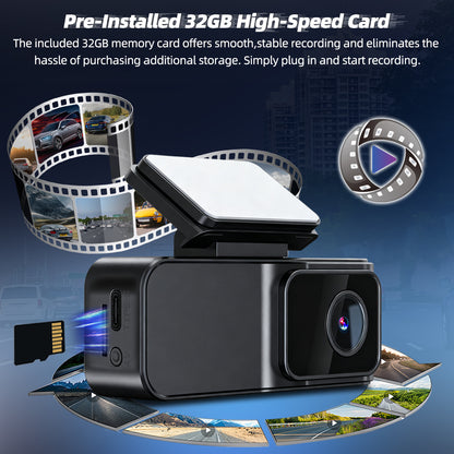 Dash Cam 1080P Car Camera, Front Dash Camera for Cars, Mini Dashcams for Cars with  Night Vision, Recording with 32GB, G-Sensor & 24H Parking Mode