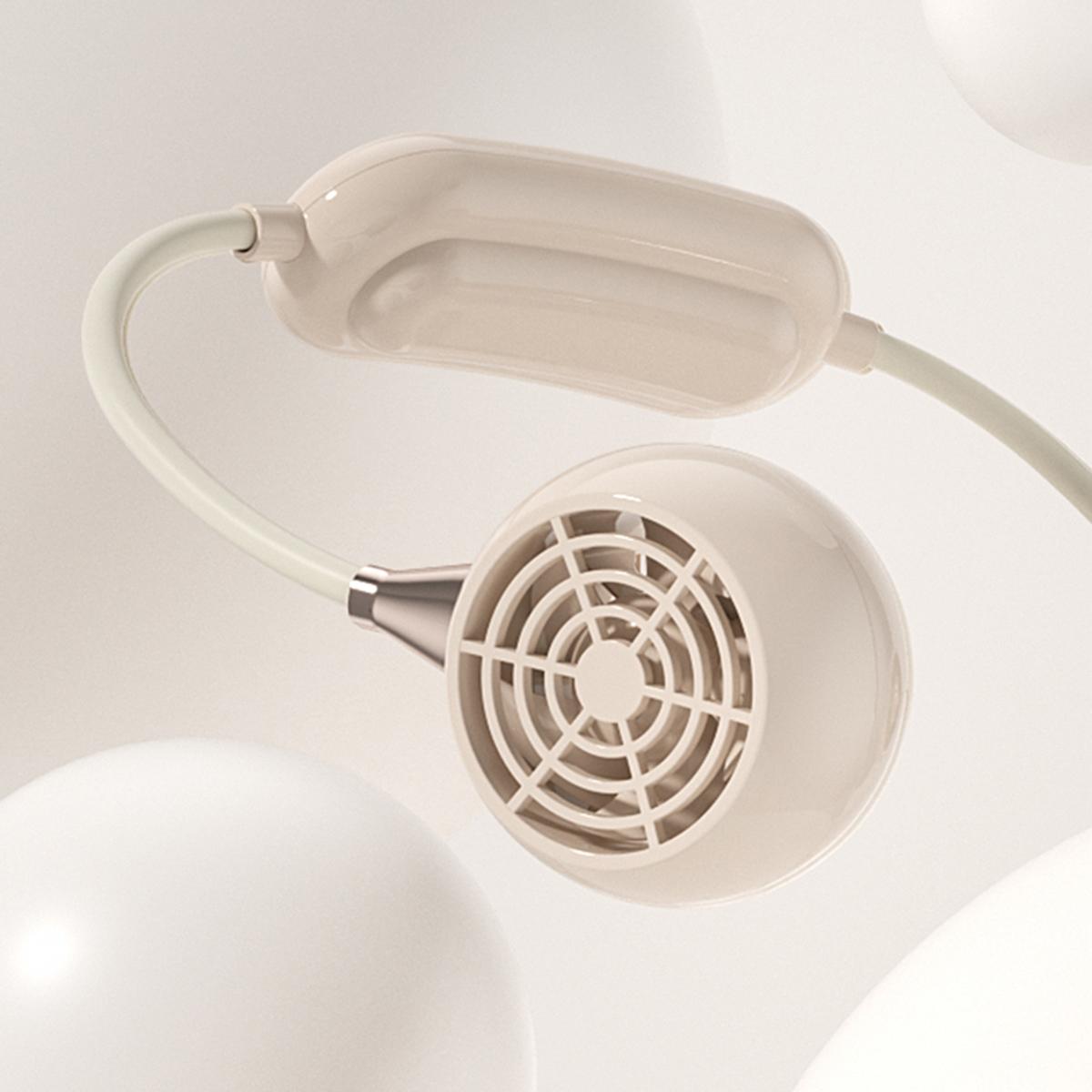 Portable Neck Fan with 3 Speeds, USB Rechargeable Hanging Neckband Fan, Quiet Mini Cooling Fan for Outdoor Travel, Students & Summer Use – Beige