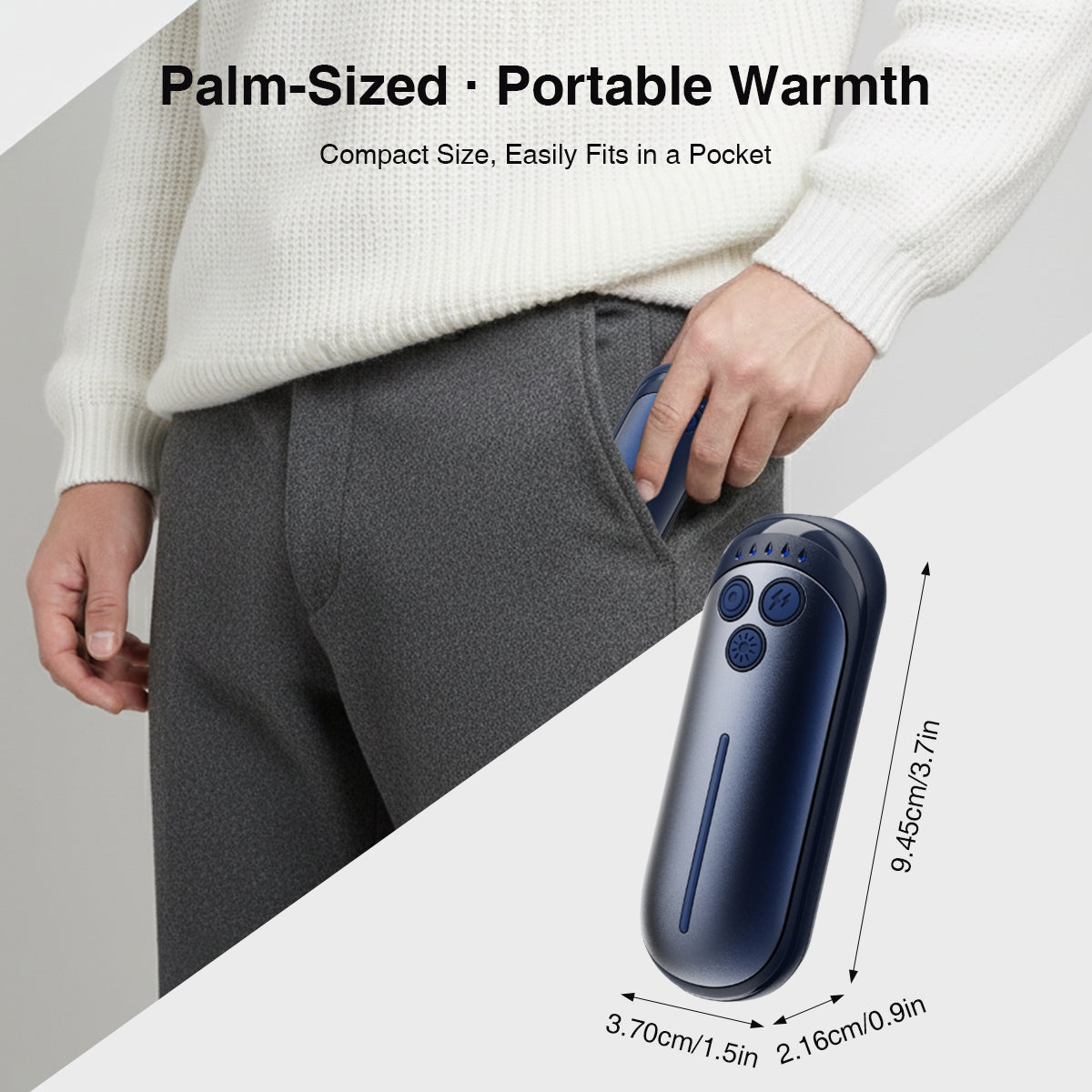 Rechargeable Hand Warmers 2 Pack – Electric Pocket Warmers with Flashlight, 5 Heat Levels, Gift for Women & Men, Camping & Skiing