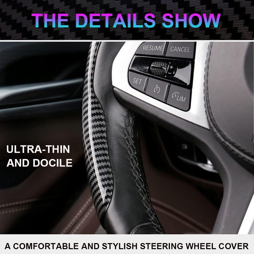 CarpartsX Universal Leather Steering Wheel Cover for Fall Gift, 1 Set Durable Non-slip Steering Wheel Protector, Car Interior Accessories, Fits 99% of Cars, Car Accessories, Gift for Girlfriend - CarpartsX universal automotive interior accessory