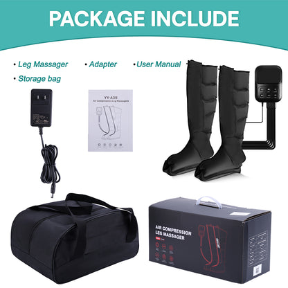 Leg Compression Massager for Circulation & Pain Relief, Foot & Calf Massage Machine with 2 Modes, 3 Intensities, Adjustable Wraps & Controller Durable Daily Lightweight