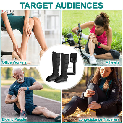 Leg Compression Massager for Circulation & Pain Relief, Foot & Calf Massage Machine with 2 Modes, 3 Intensities, Adjustable Wraps & Controller Durable Daily Lightweight