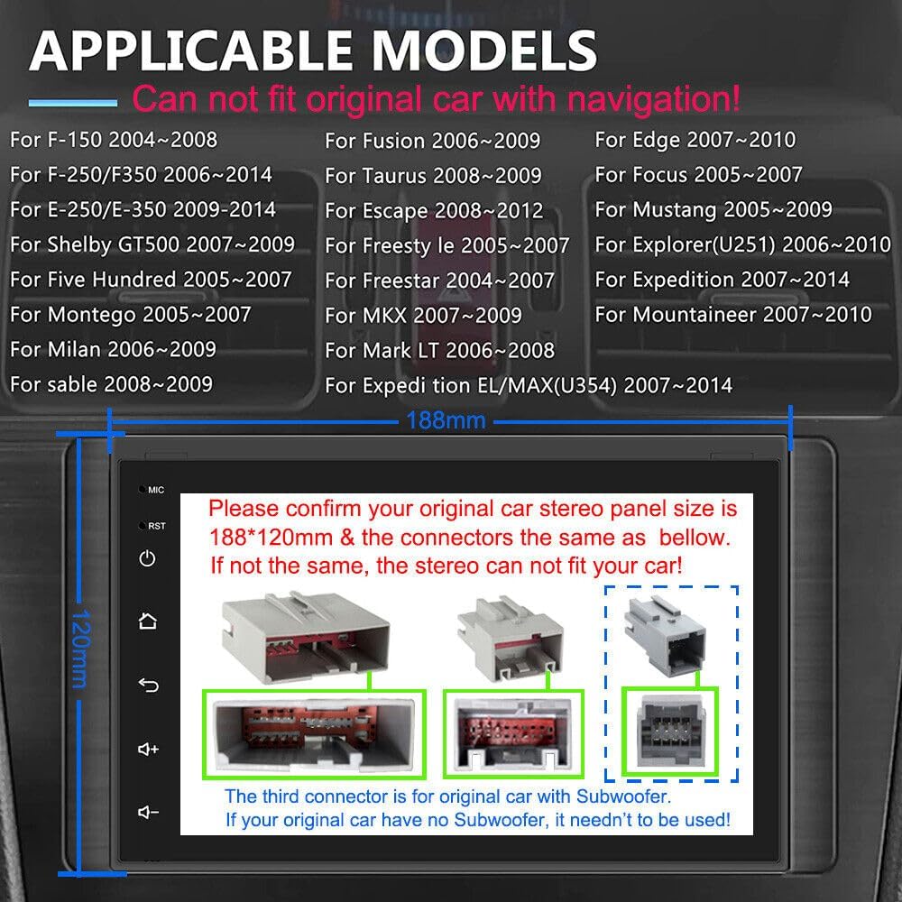 CarpartsX 04-14 Ford F150/F250 Android 13 car navigation 7 inches built-in Carplay+Android auto/2+32G+AHD camera+microphone