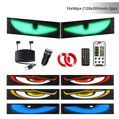 Devil Eyes for Cars, Programmable LED Car Windshield Display, Flexible LED Sign, APP/Remote Controlled Text & Animations, Waterproof Automotive Screen