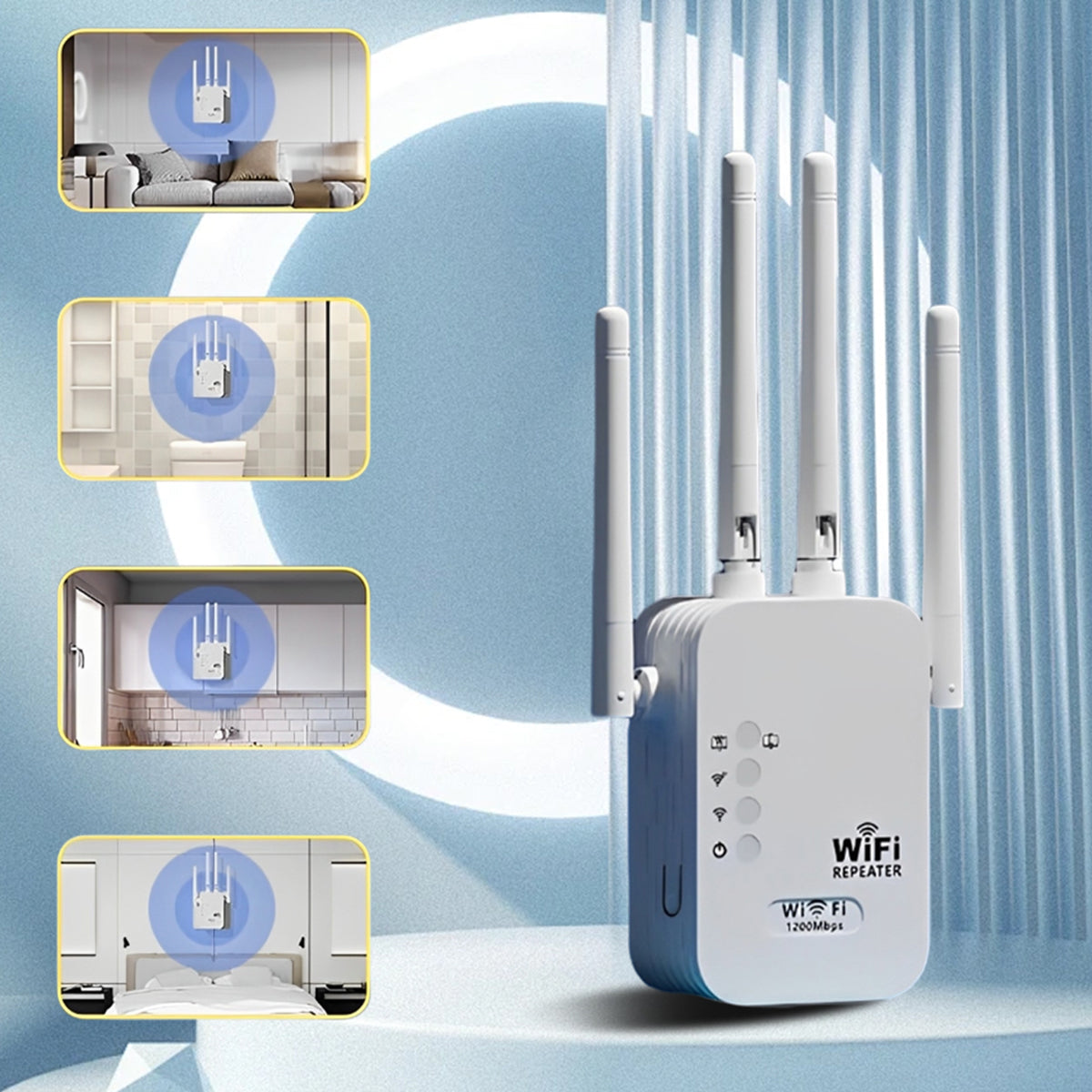 WiFi Extender 2025, 1200Mbps Dual Band (5GHz/2.4GHz) Signal Booster, Covers 10,000 sq. ft & 50 Devices, Repeater with Ethernet Port for Home, Gifts