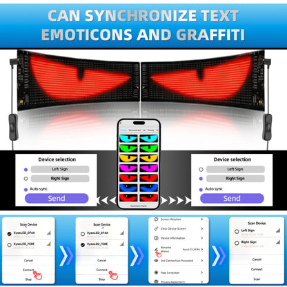 Devil Eyes for Cars, Programmable LED Car Windshield Display, Flexible LED Sign, APP/Remote Controlled Text & Animations, Waterproof Automotive Screen