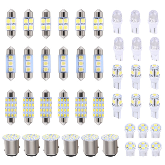 CarpartsX 42pcs LED Combination Kit for Cars: T10 Position Lights, Double-Tip Reading Lights, License Plate Lights, Interior Lights – Waterproof, Durable, Easy Installation