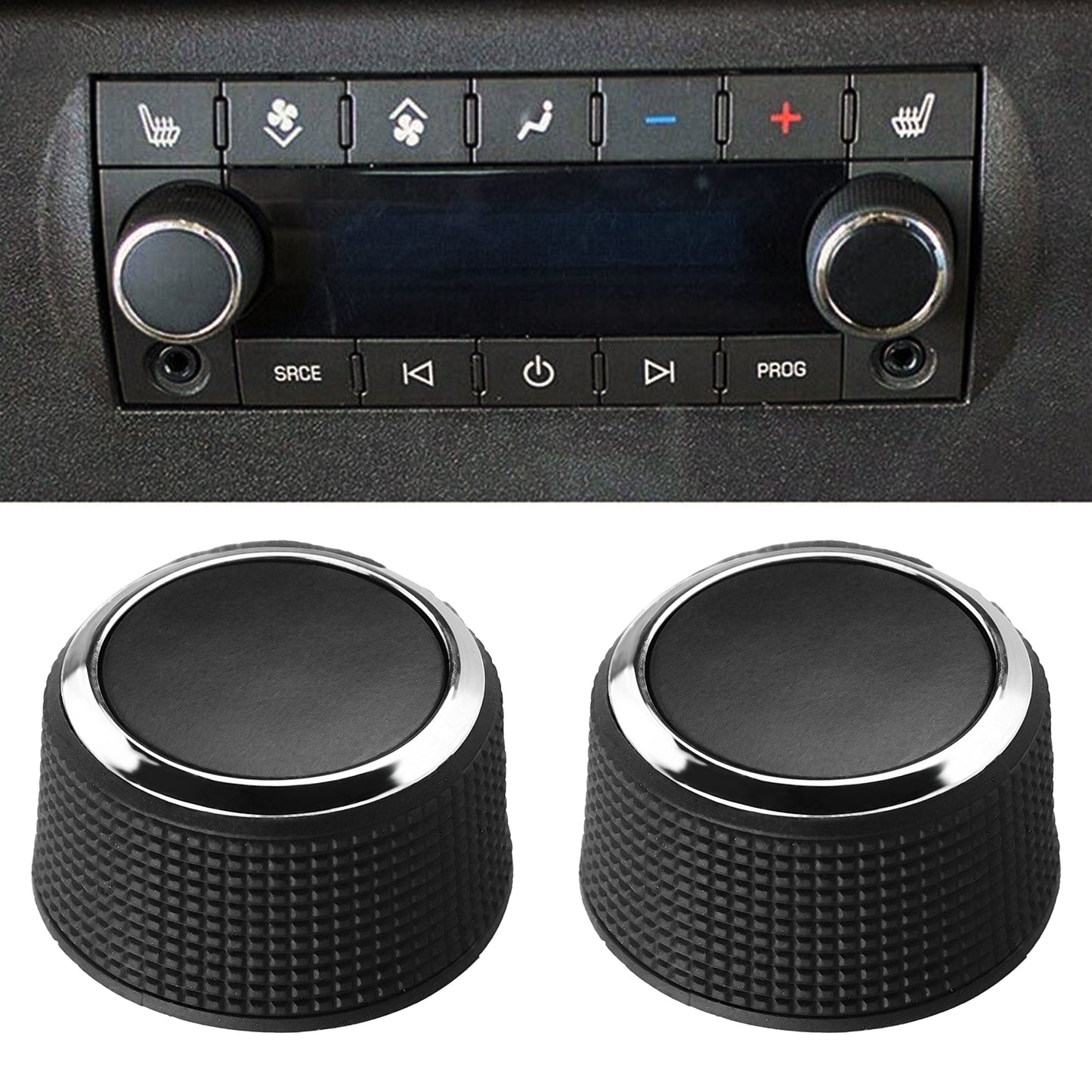 CarpartsX 2 Rear Control Knobs Audio Radio Compatible for Escalade, Enclave, Tahoe, Chevrolet, GMC 2291-2547