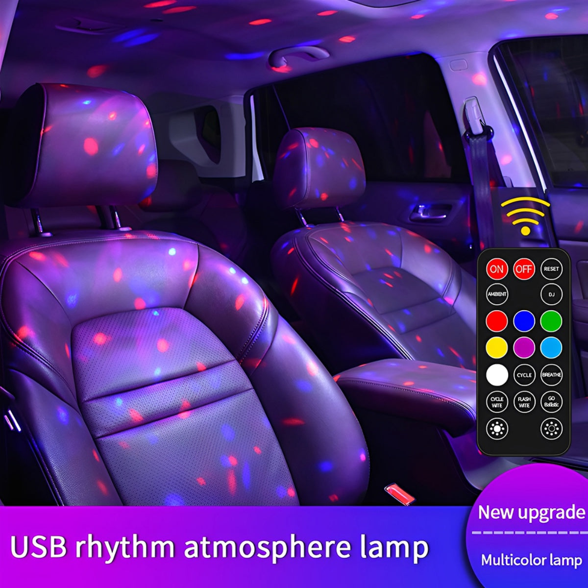 Wireless Car LED Interior Lights – Multicolor Ambient Lighting Kit with Remote Control, USB Rechargeable Night Lamp for Cars, Trucks & SUVs