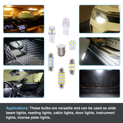 CarpartsX 42pcs LED Combination Kit for Cars: T10 Position Lights, Double-Tip Reading Lights, License Plate Lights, Interior Lights – Waterproof, Durable, Easy Installation