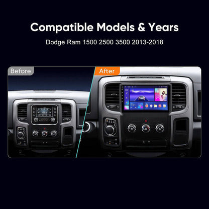 CarpartsX 2+32G Android 13 Car Stereo for Ram 1500 2500 3500 (2013–2019), 9 Inch Touchscreen Radio with CarPlay & Android Auto, Backup Camera, GPS, FM/RDS, DSP, SWC