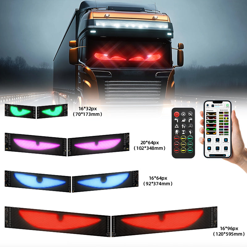 Devil Eyes for Cars, Programmable LED Car Windshield Display, Flexible LED Sign, APP/Remote Controlled Text & Animations, Waterproof Automotive Screen