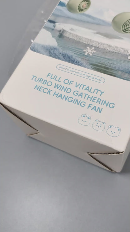 Portable Neck Fan with 3 Speeds, USB Rechargeable Hanging Neckband Fan, Quiet Mini Cooling Fan for Outdoor Travel, Students & Summer Use – Beige