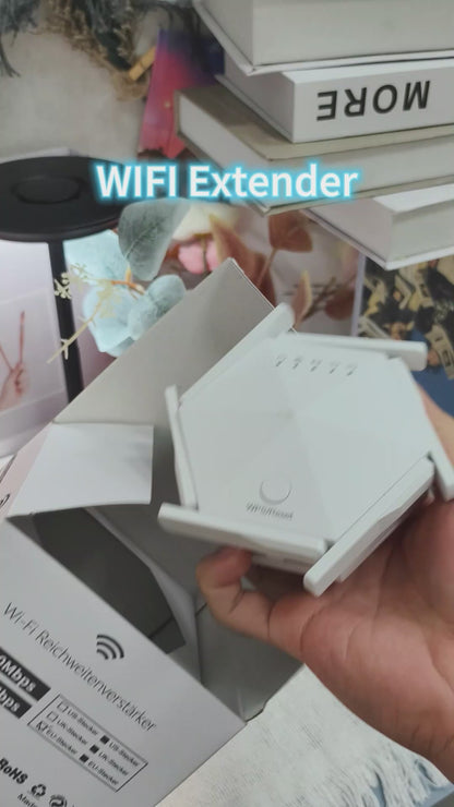 Upgraded 6-Antenna WiFi Extender, 1200Mbps Dual Band Booster, Covers 12,000 sq. ft & 100 Devices, Repeater with Ethernet Port for Home, Office Use